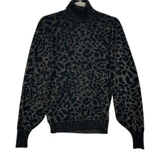Momoni Metallic Wool Leopard Print TurtleNeck Sweater | Size L